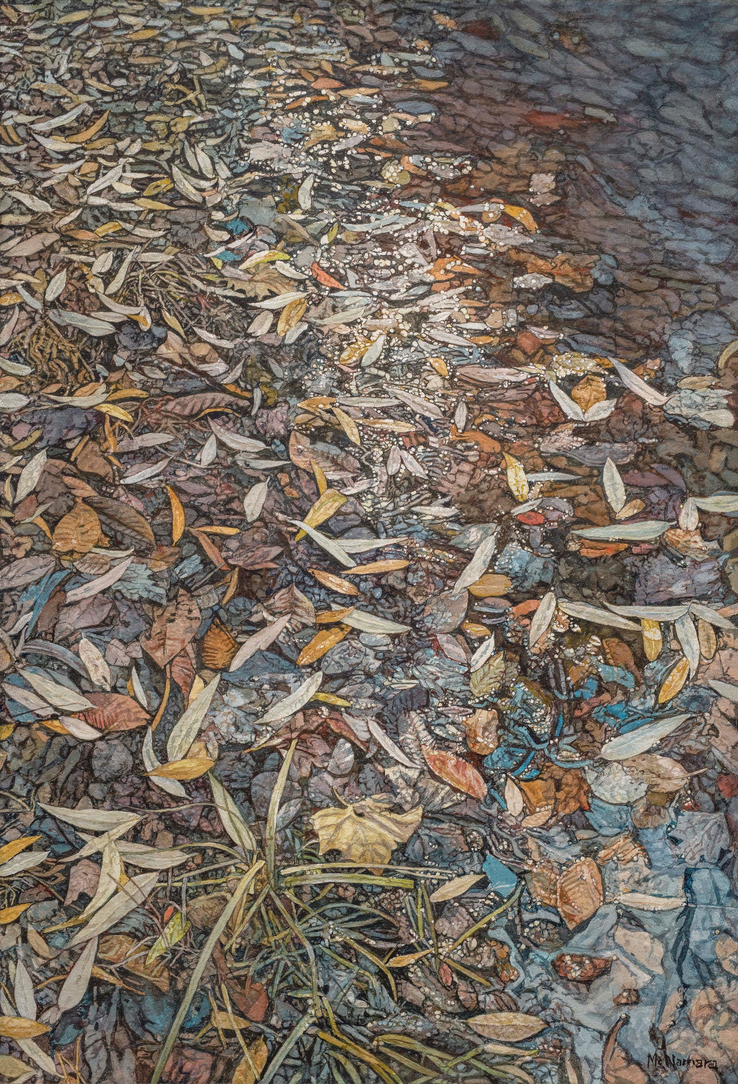 Autumn Leaves Beside the Pool